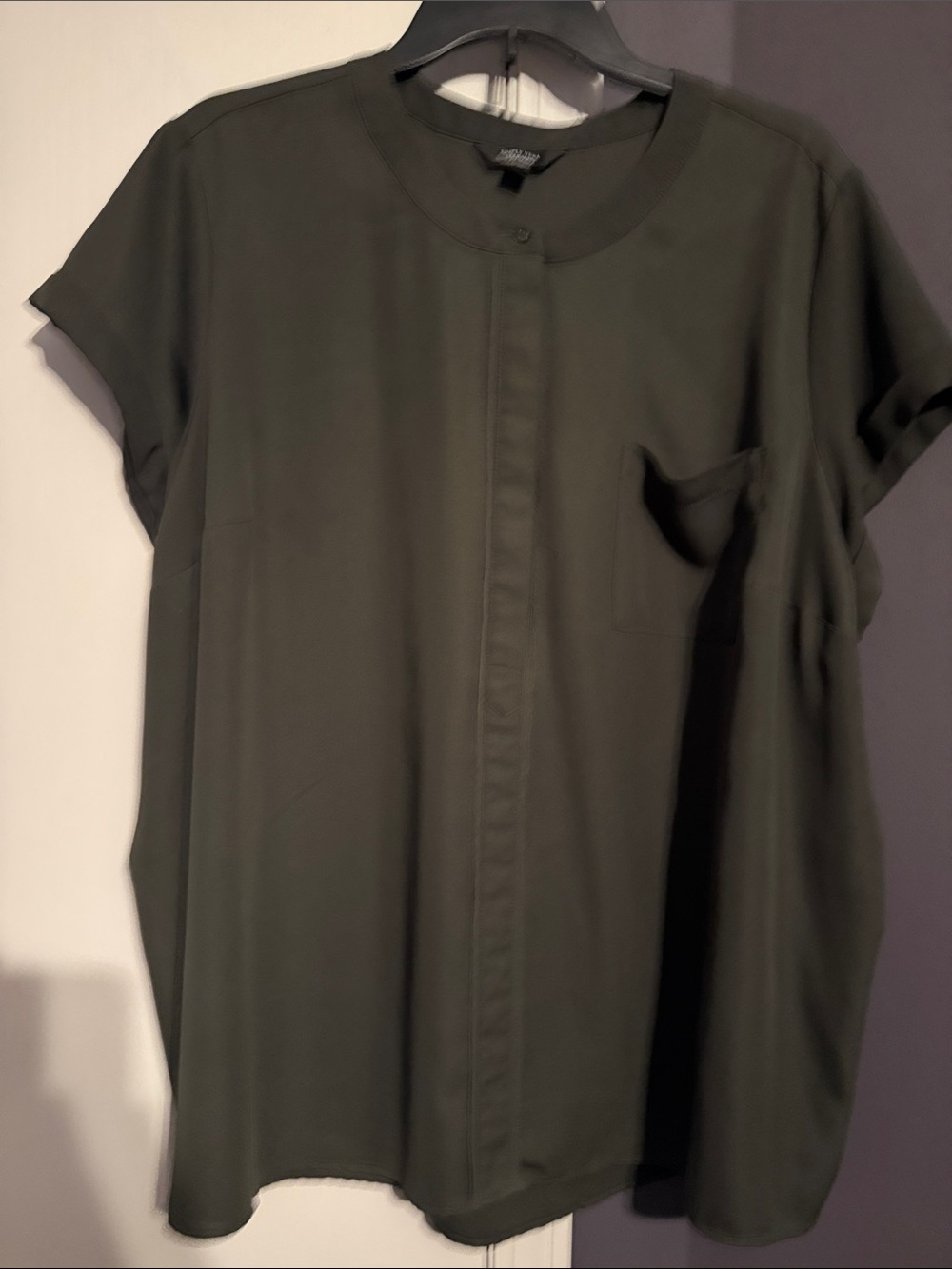 Simply Vera Vera Wang Olive Green Short Sleeve Blouse